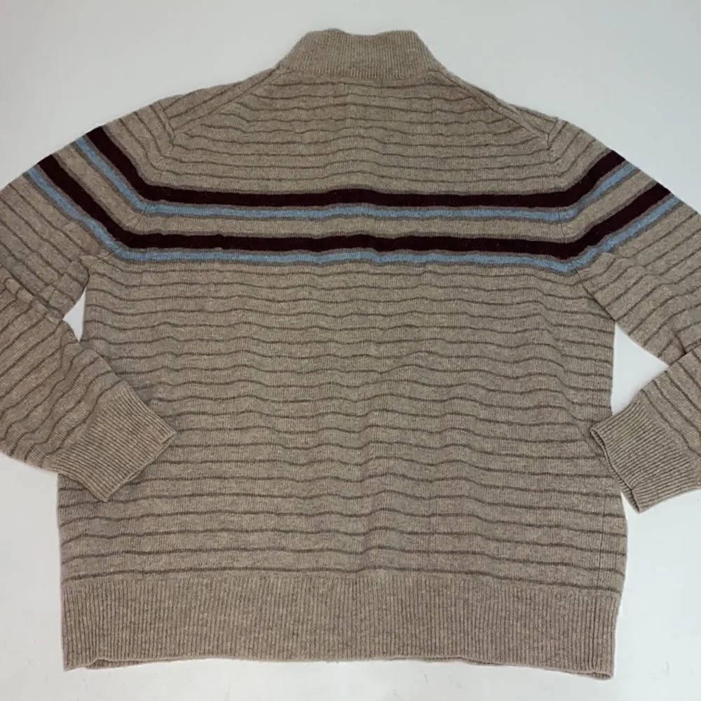 Banana Republic sweater Half Zip 100% Lamb's wool  Beige XXL C14‎